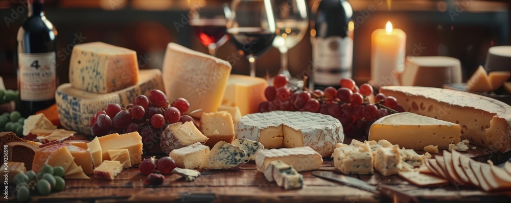 Celebrating National Cheese Day with a cheese tasting event, variety of cheeses and wine, 4K hyperrealistic photo. Celebrating National Cheese Day with a cheese tasting event, variety of cheeses and wine, 4K hyperrealistic photo.