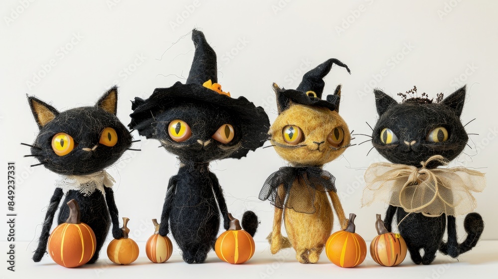 Halloween Cat Dolls Against a White Background Halloween Cat Dolls Against a White Background