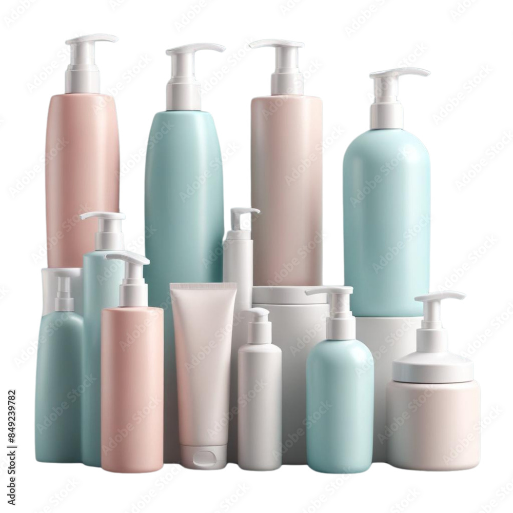 Cosmetic bottle collection. Set of cosmetics package mockup. Soap pump dispenser blank, cream jar, shampoo bottle, toothpaste tube design. Mock up of plastic bottles Cosmetic bottle collection. Set of cosmetics package mockup. Soap pump dispenser blank, cream jar, shampoo bottle, toothpaste tube design. Mock up of plastic bottles