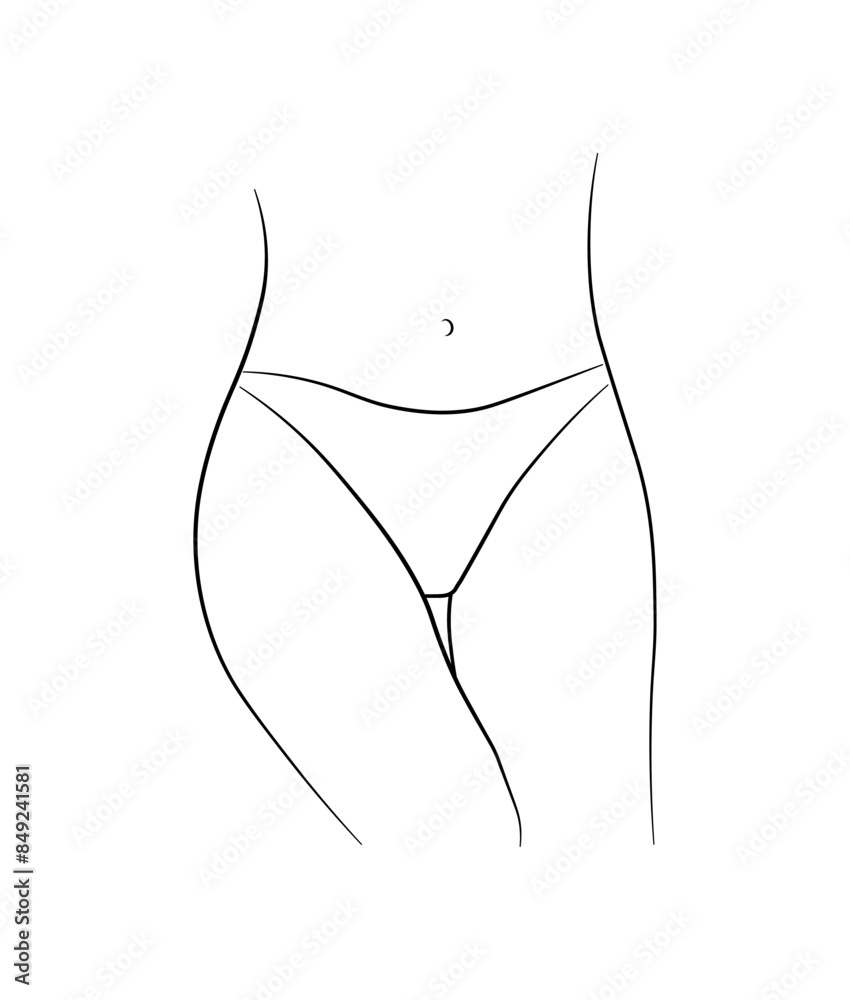 woman bikini panties black and white drawing