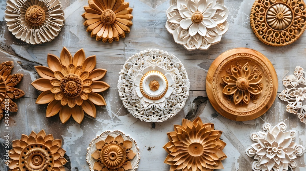 Intricate Handmade Home Ornamentation Showcasing Diverse Artisanal Crafting Techniques Intricate Handmade Home Ornamentation Showcasing Diverse Artisanal Crafting Techniques