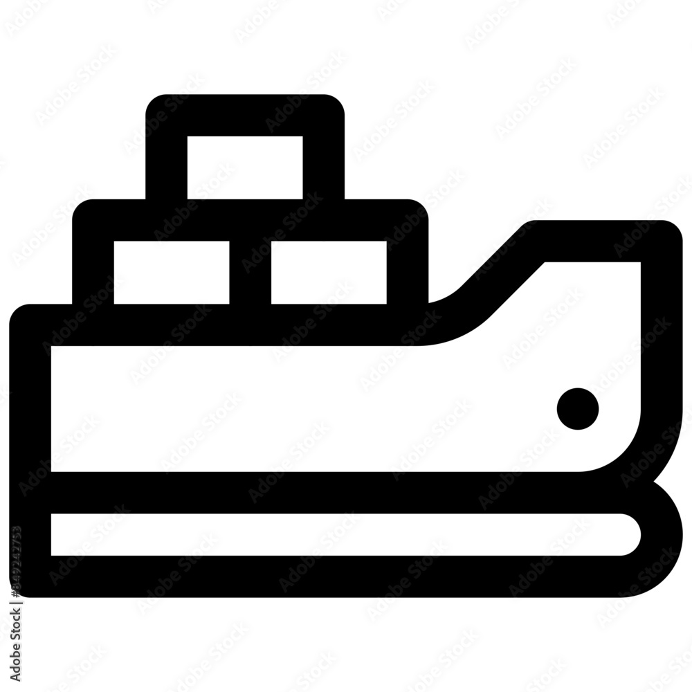 Cargo ship. Editable stroke vector icon. Cargo ship. Editable stroke vector icon.