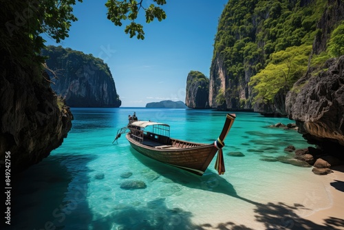 Phra Nang beach in Krabi, Thailand untouched tropical paradise., generative IA