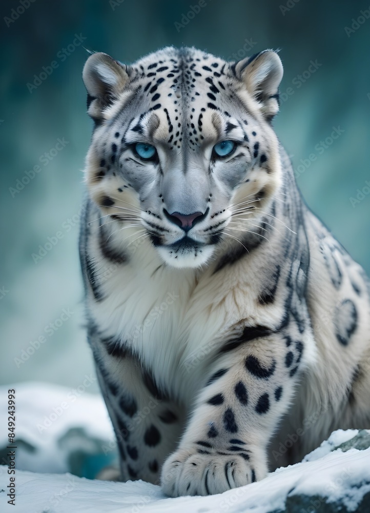 Fototapeta premium A white bengal tiger in the snow..