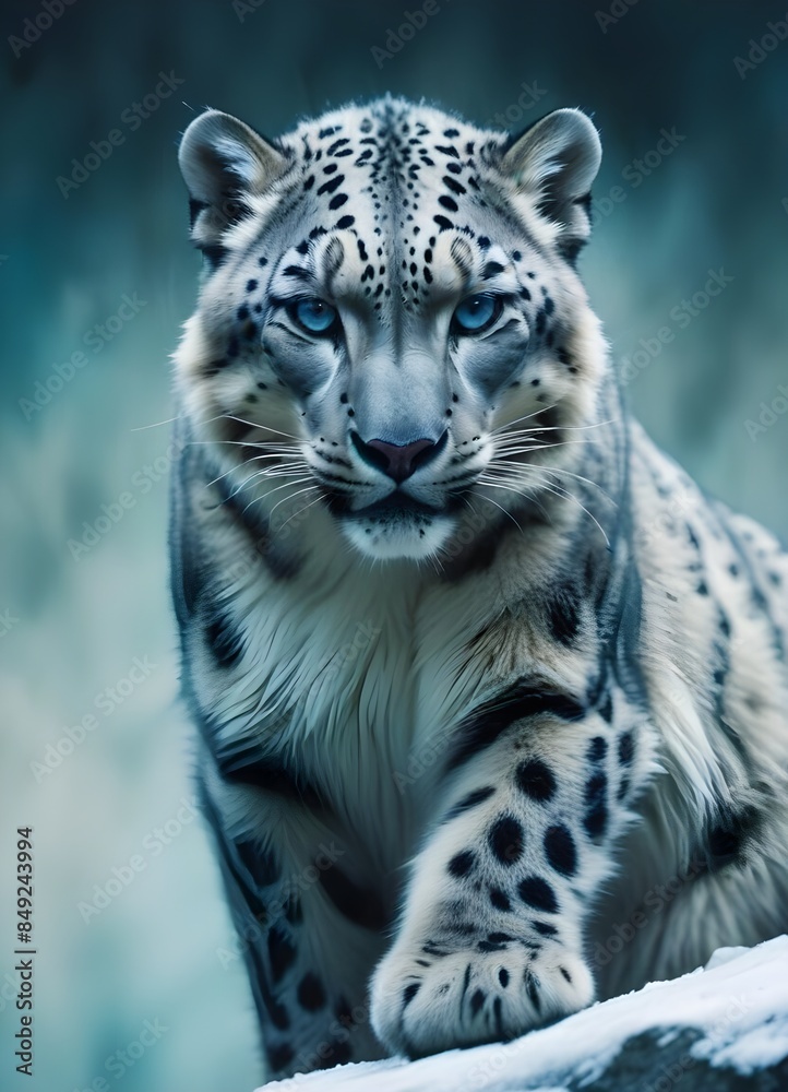 Fototapeta premium A white bengal tiger in the snow..