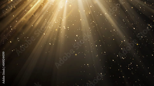 A spotlight shines down from the top left corner of an empty stage, creating beautiful light and shadow effects on dark brown background. The overall effect is clean and simple, with no other elements