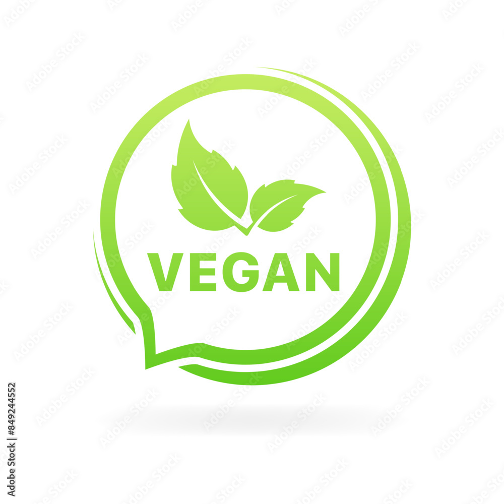 Vegan banner. Message bubble icon. Flat style. Vector icon. Vegan banner. Message bubble icon. Flat style. Vector icon.