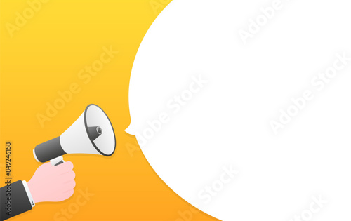 Megaphone banner. Message bubble icon. Place for your text banner. Flat style. Vector illustration.