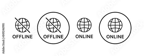 Offline or online set icons. Linear style. Vector icons.