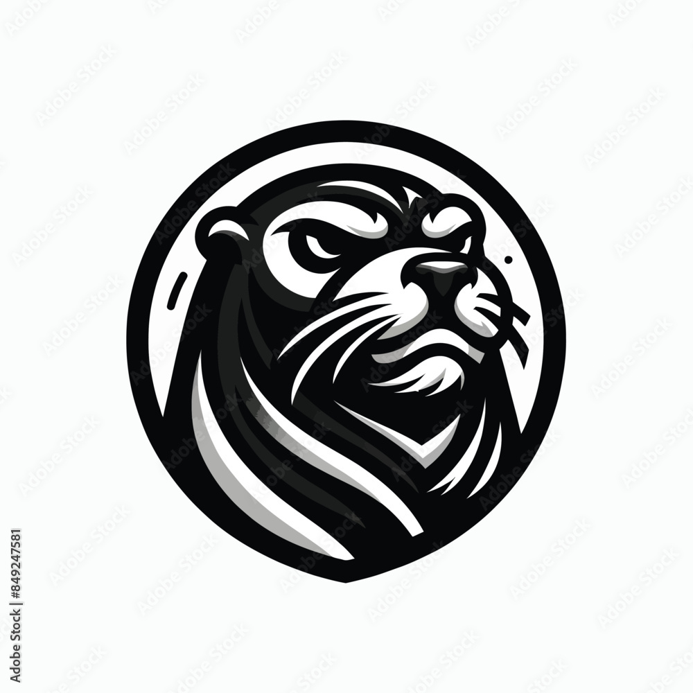 Illustration of a fierce Seal in black and white Illustration of a fierce Seal in black and white