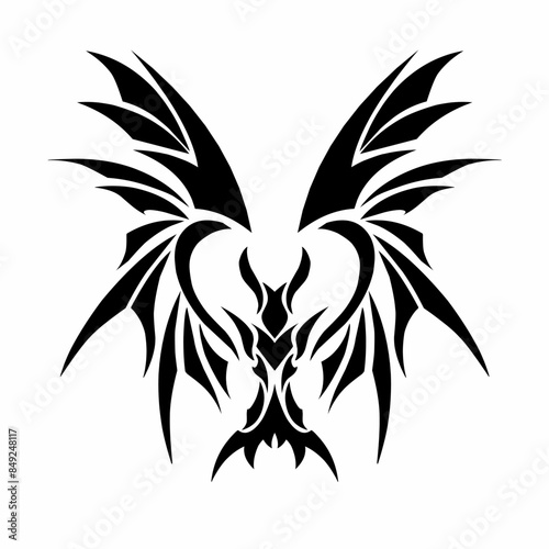 illustration vector graphic of tribal art design abstract bat tattoo