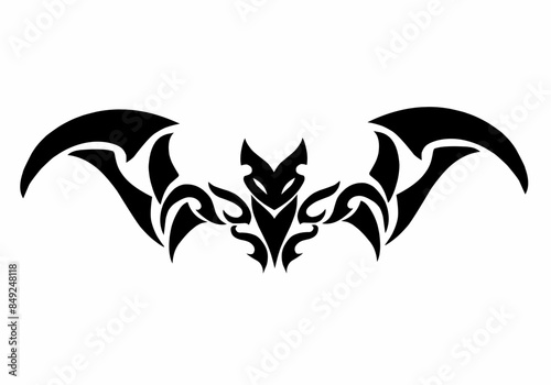 illustration vector graphic of tribal art design abstract bat tattoo