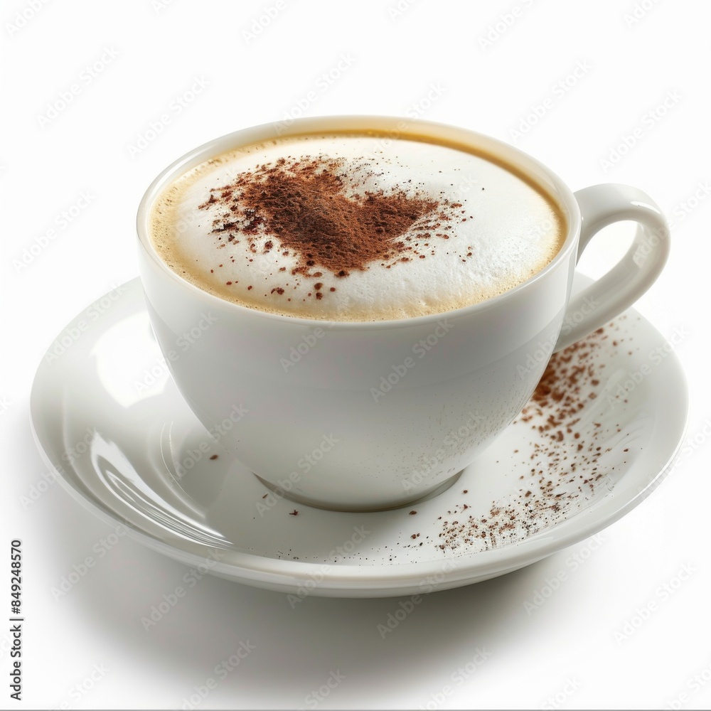 Tranquil Cappuccino on Minimalist White Background for Background Removal