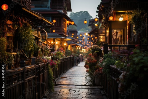 Chiang Mai at night, San Kamphaeng comes to life., generative IA