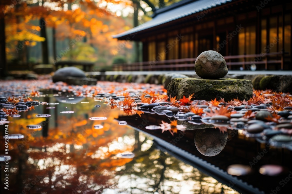 Sereno Zen Garden in Kyoto, Japan., generative IA