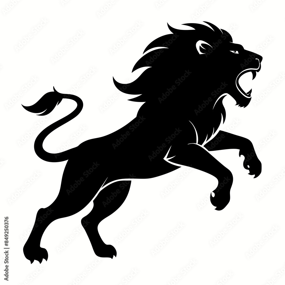 Fototapeta premium angry lion in a jump vector silhouette 