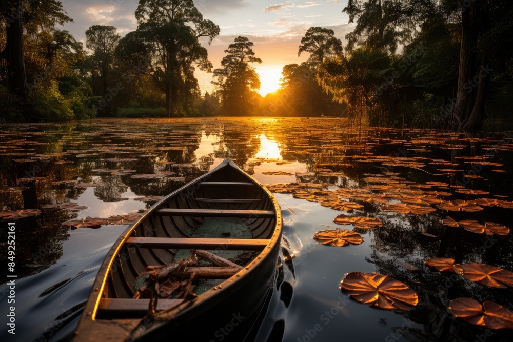 Fototapeta premium Serene Scenario Exotic birds in the PREK Toal Reserve, Siem Reap, Cambodia., generative IA