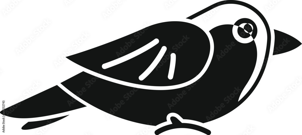 Simple style black bird sitting with open wings icon illustration for web design isolated on white background Simple style black bird sitting with open wings icon illustration for web design isolated on white background