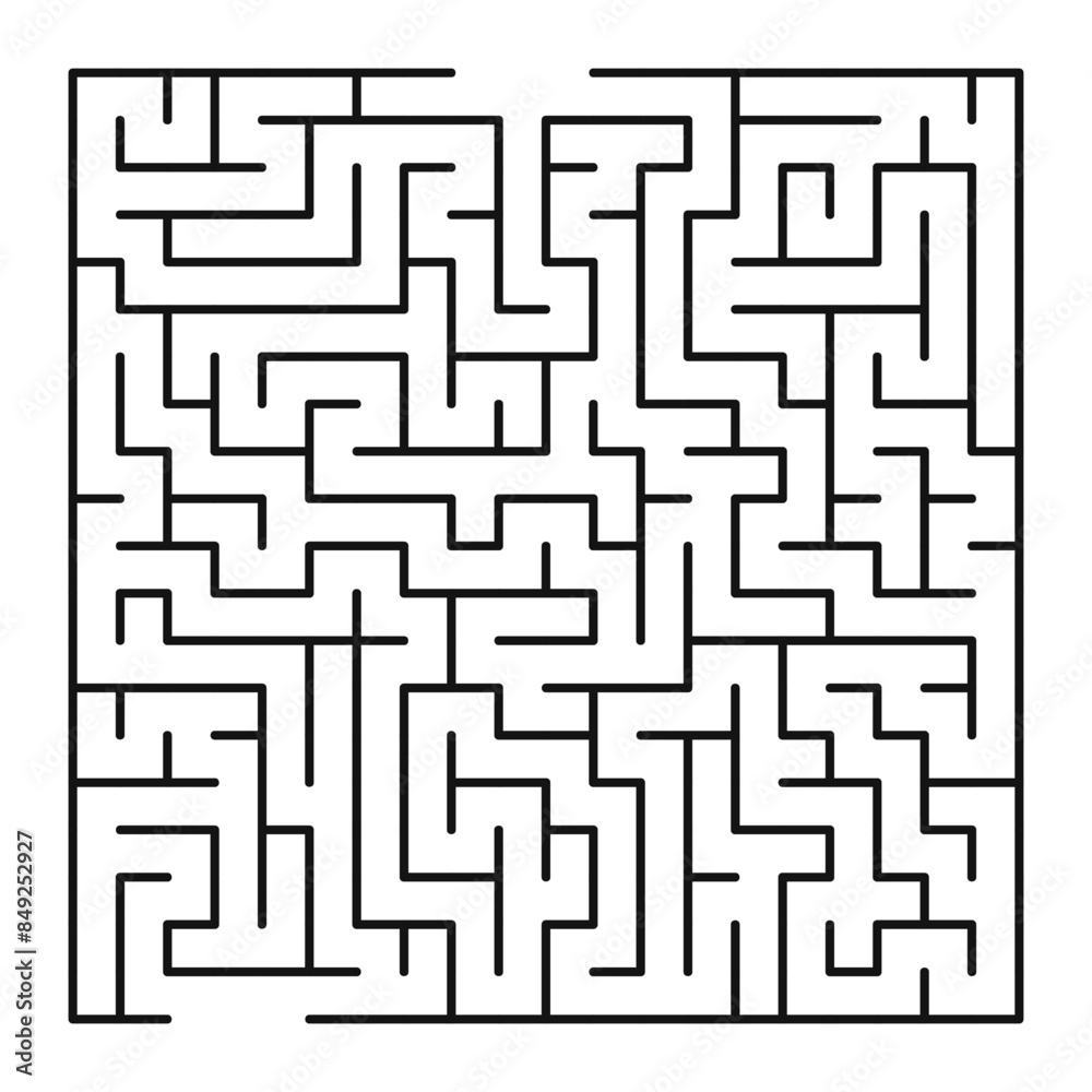 Maze shape design element. There is one entrance and exit and one correct path, but many paths lead to dead ends. Maze shape design element. There is one entrance and exit and one correct path, but many paths lead to dead ends.