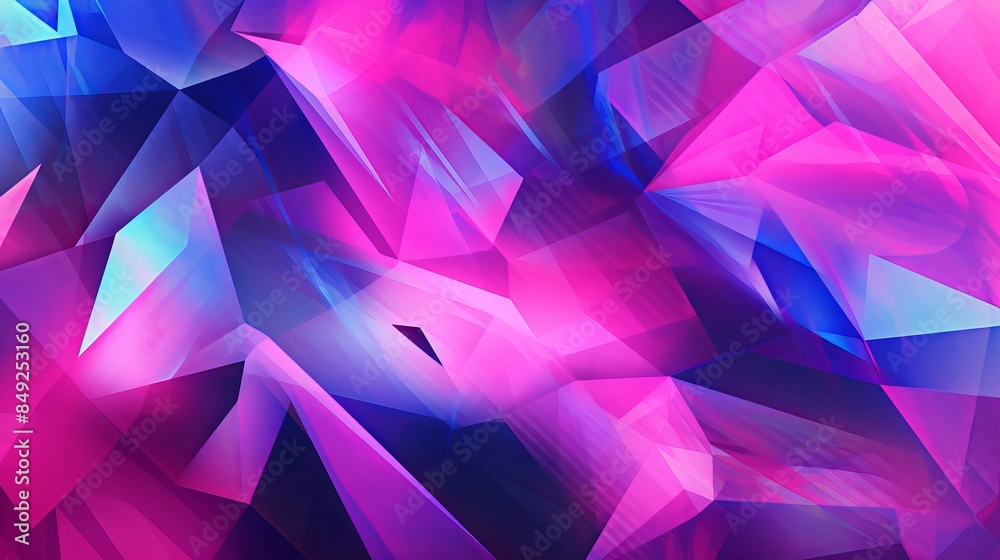 Obraz premium Abstract triangle geometric polygonal background. Blue purple pink gradient triangular modern wallpaper