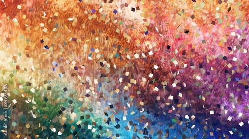 Colorful abstract background with isolated glitter gold confetti particles