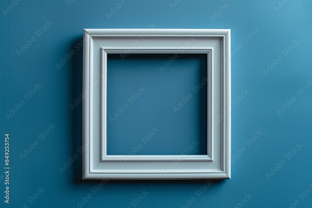 Elegant background featuring a clean white frame on a dark blue surface, Elegant background featuring a clean white frame on a dark blue surface,