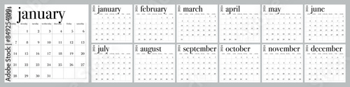 Classic monthly calendar for 2024. Calendar in the style of minimalist square shape. The week starts on Sunday. English text.
