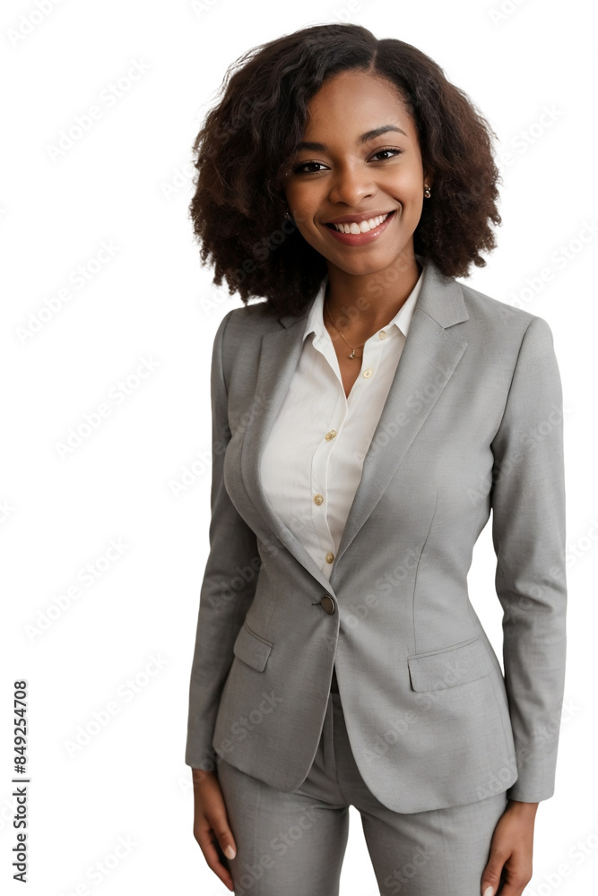 African American woman with natural curly hair in a business suit ...