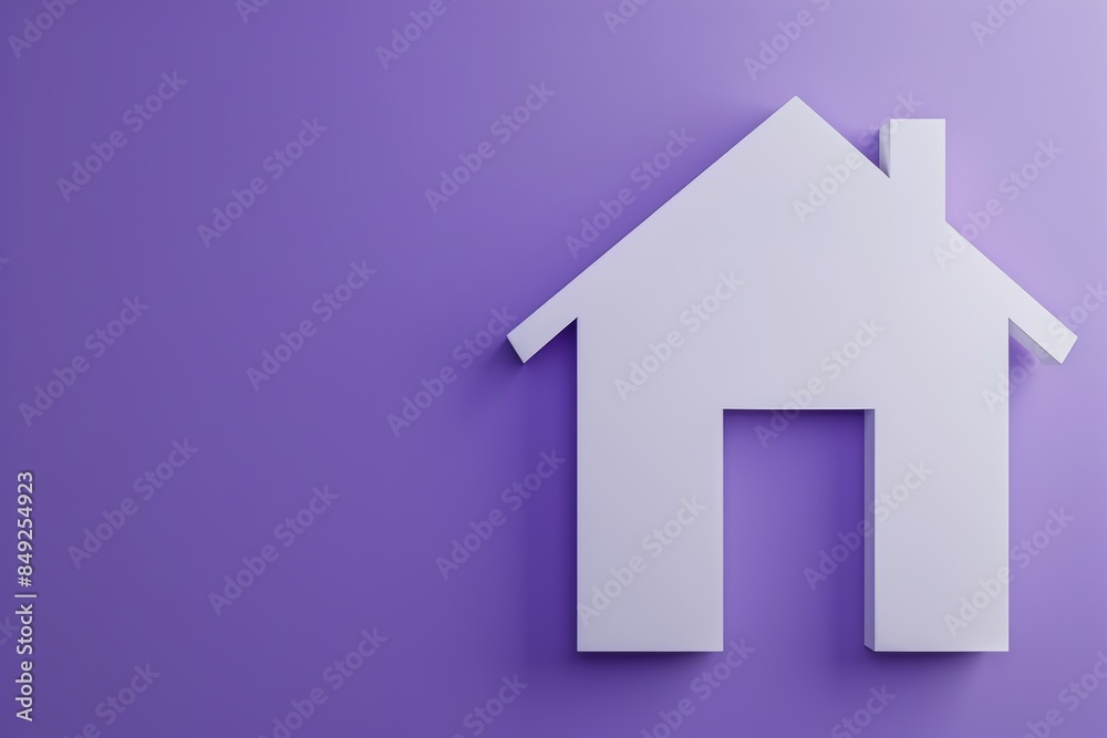 An illustration of a silhouette of a family inside a house frame on a purple background. Concept of family and home. 3D rendering. An illustration of a silhouette of a family inside a house frame on a purple background. Concept of family and home. 3D rendering.
