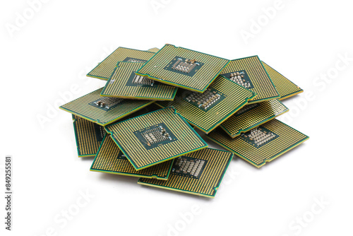 Obraz na płótnie Isolated CPU or central processing unit on white background, Microprocessors.