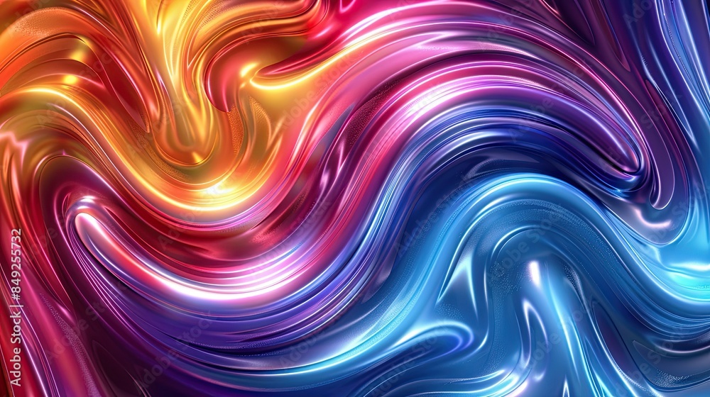 Fototapeta premium Liquid chrome swirl, vibrant colors, seamless texture, futuristic feel