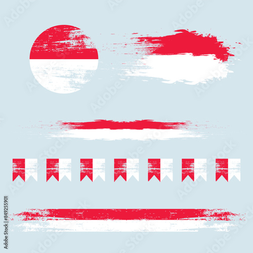 collection of Indonesian watercolor flags