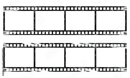 film strip icon isolated on background with texture brush. ribbon photo film strip frame, Video Film strip roll