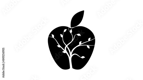 Apple Tree Logo, black isolated silhouette