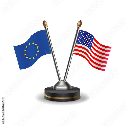 European Union and United States table flags relation with background transparent