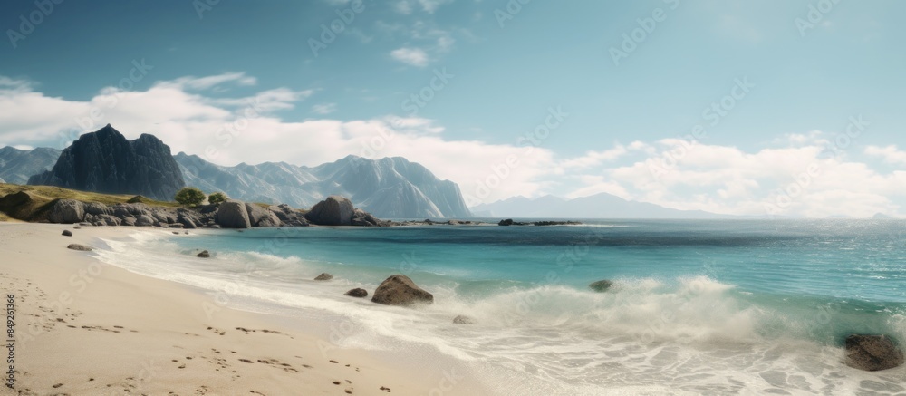 Serene Coastal Landscape with Rolling Waves Serene Coastal Landscape with Rolling Waves