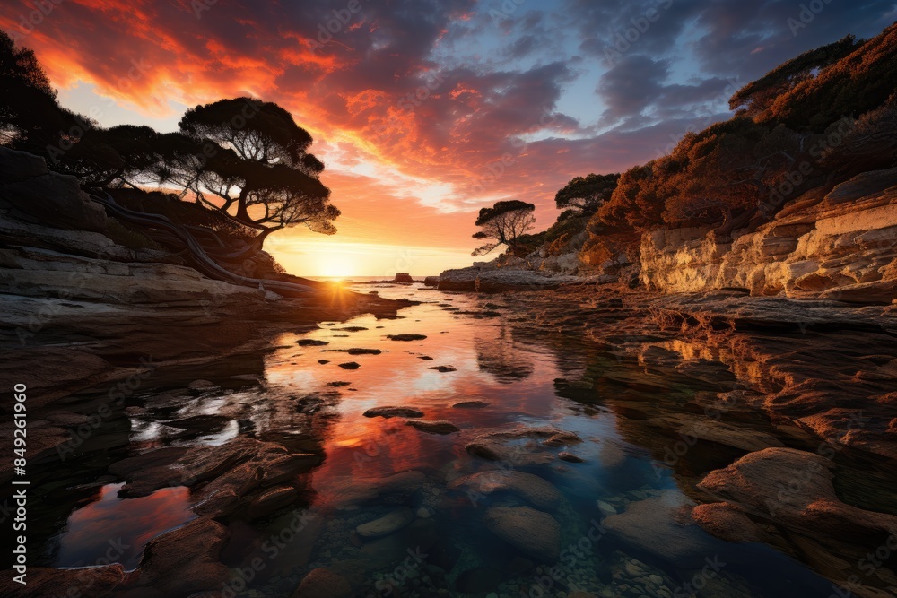 Fototapeta premium Bare Island Reserve Nature and History in Harmony, generative IA