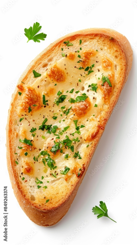 Isolated Garlic Bread Slice on White Background Isolated Garlic Bread Slice on White Background