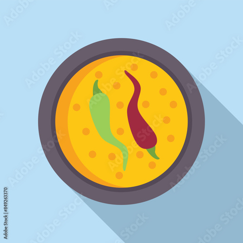 Spicy chili peppers seasoning yellow lentil dhal curry dish