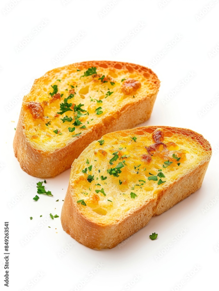 Isolated Garlic Bread Slice on White Background Isolated Garlic Bread Slice on White Background