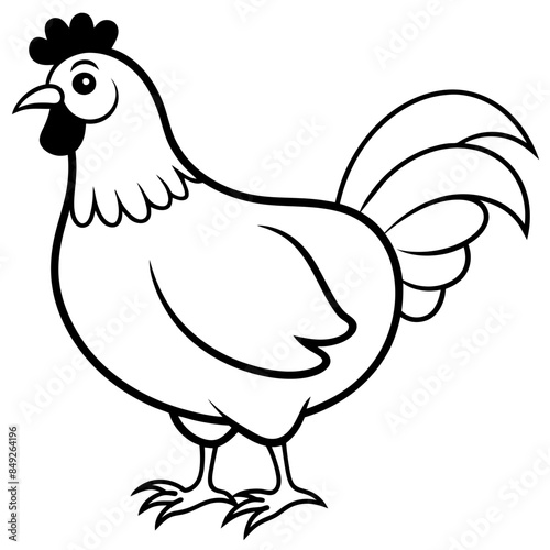 a black and white full chicken animal vector