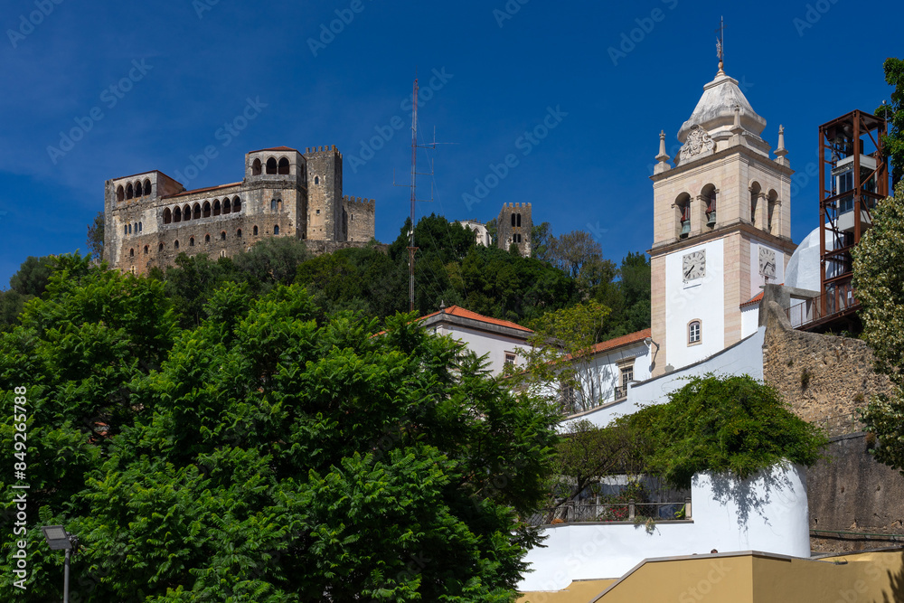 Castle and Sineira tower of the city of Leiria in a sunny day. Portugal. Castle and Sineira tower of the city of Leiria in a sunny day. Portugal.