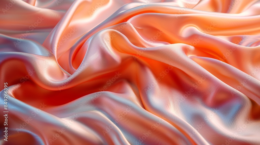 Abstract silky waves of peach and blue fabric swirl Abstract silky waves of peach and blue fabric swirl