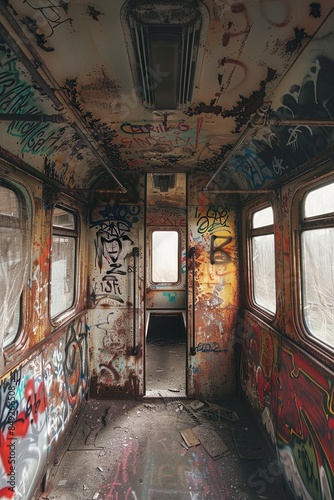 Echoes of the Past: Abandoned Train Car Covered in Graffiti