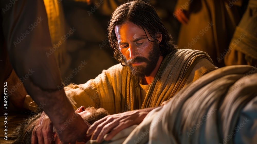 Obraz premium Jesus' Miraculous Healing With Compassion