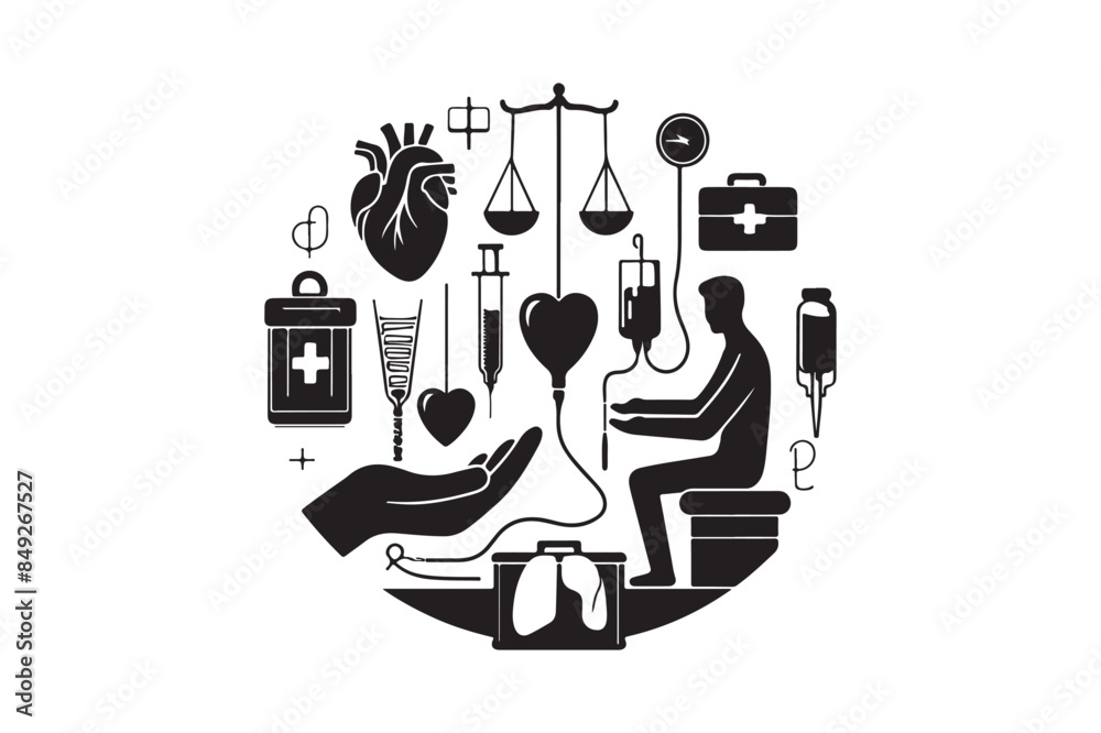 Naklejka premium Organ Silhouette Vector illustration