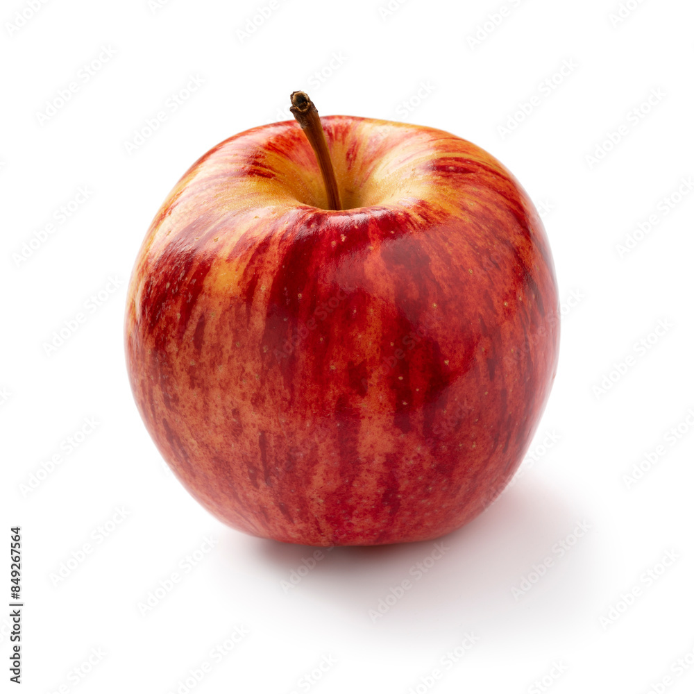 Single fresh ripe Royal Gala apple isolated on white background close up Single fresh ripe Royal Gala apple isolated on white background close up