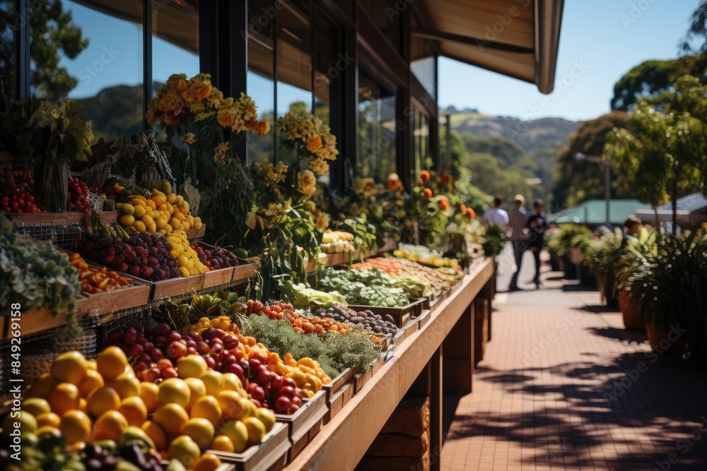 Canberra Farmer Market Local colors and products., generative IA