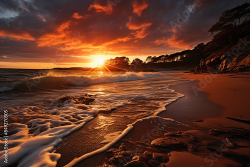 Golden dunes in the sunset in Noosa, Australia., generative IA