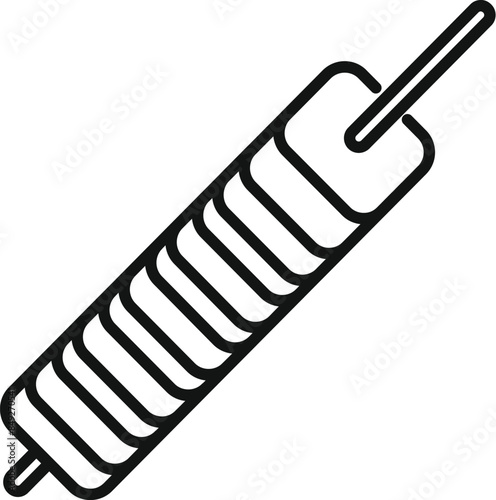 Simple line icon of a turkish doner kebab on a skewer, ready to be enjoyed